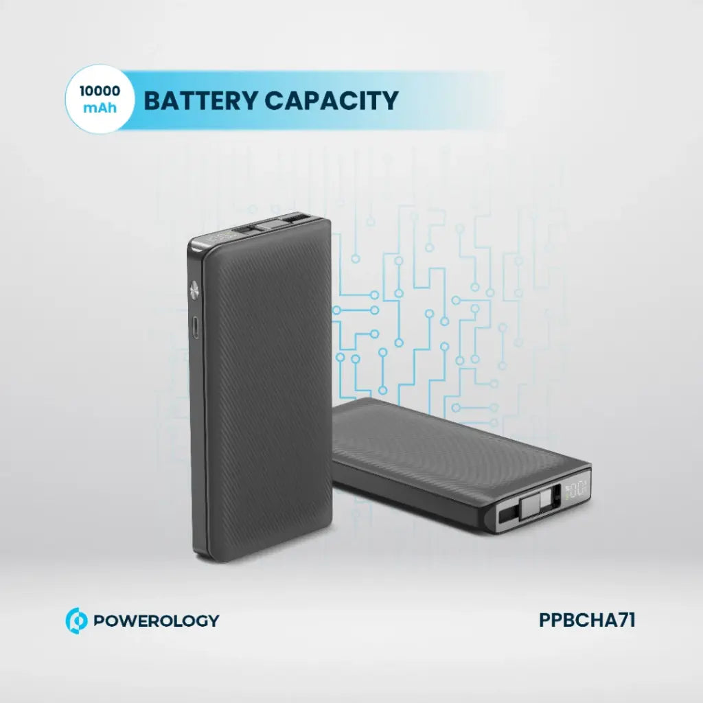 Powerology 10000mAh Retractable Cable Power Bank – 22W Powerology 10000mAh Retractable Cable Power Bank – 22W