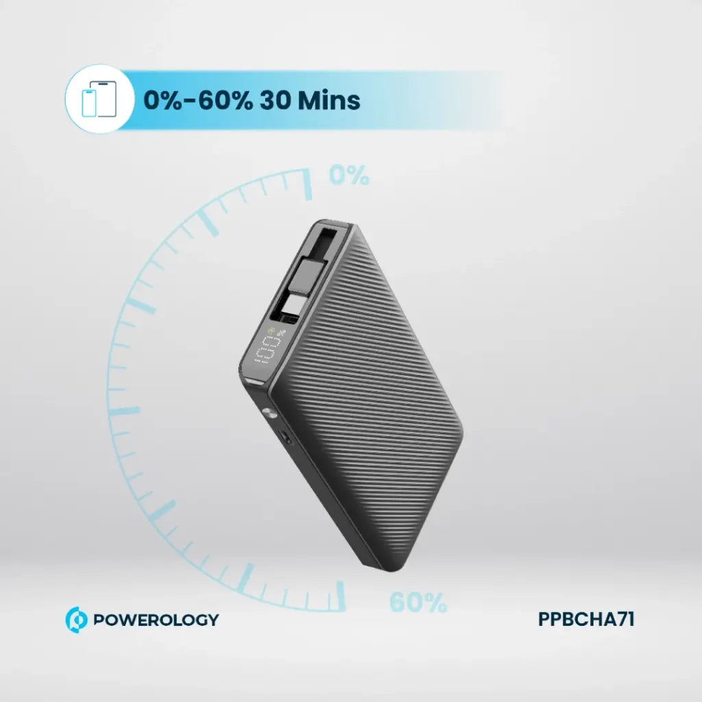 Powerology 10000mAh Retractable Cable Power Bank – 22W Powerology 10000mAh Retractable Cable Power Bank – 22W