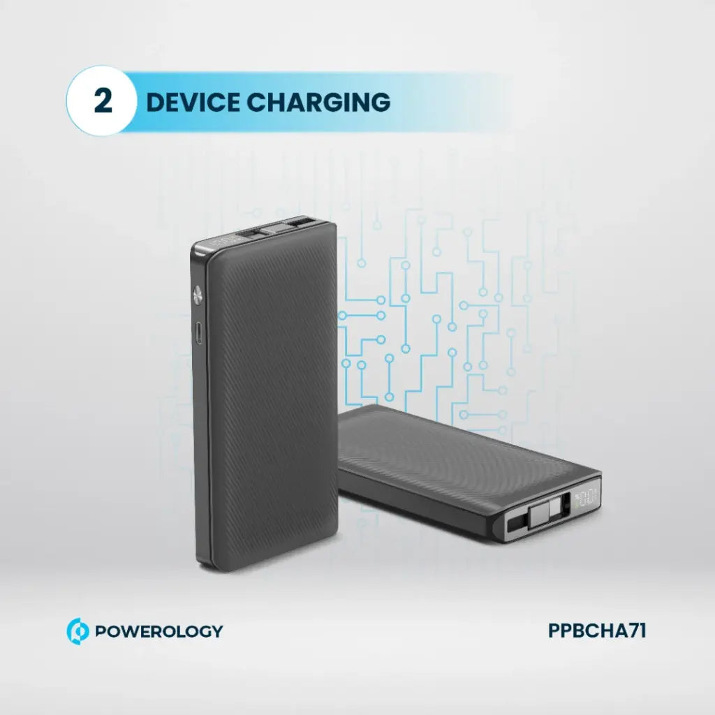 Powerology 10000mAh Retractable Cable Power Bank – 22W Powerology 10000mAh Retractable Cable Power Bank – 22W