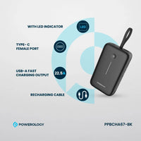 Powerology 20000mAh Power Bank with PD30W & QC3.0 Fast Charging