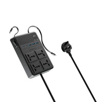 مشترك كهرباء Powerology 2500W بـ4 منافذ وكوابل مدمجة