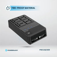 مشترك كهرباء Powerology 2500W بـ4 منافذ وكوابل مدمجة