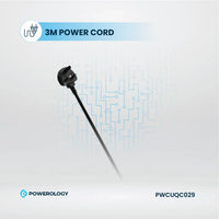 مشترك كهرباء Powerology 2500W بـ4 منافذ وكوابل مدمجة