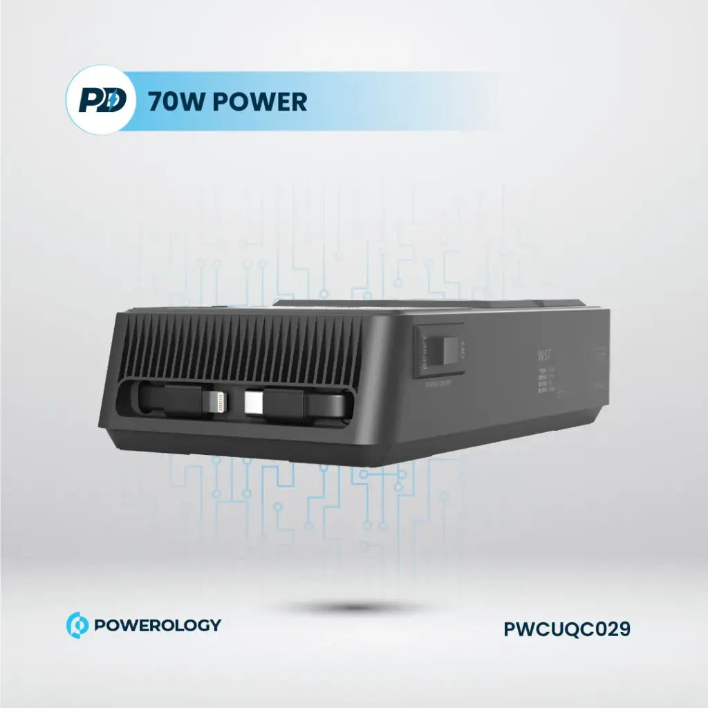 Powerology 2500W Power Strip with 4 AC Ports & Retractable Cables Powerology 2500W Power Strip with 4 AC Ports & Retractable Cables