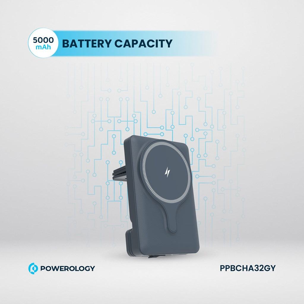 Powerology 5000mAh Magnetic Wireless Car Charger Mount Powerology 5000mAh Magnetic Wireless Car Charger Mount