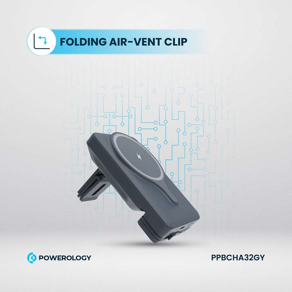 Powerology 5000mAh Magnetic Wireless Car Charger Mount Powerology 5000mAh Magnetic Wireless Car Charger Mount