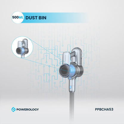 Powerology Cordless Stick Vacuum – Detachable Battery – Dark Grey