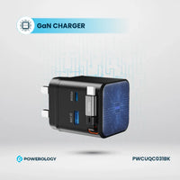 شاحن Powerology GaN بمنفذين وقابس قابل للسحب