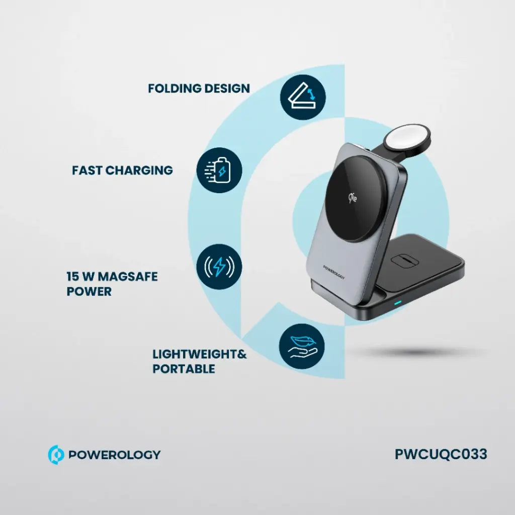 Powerology Qi2 Multi-Device Fast Charging Hub – Black Powerology Qi2 Multi-Device Fast Charging Hub – Black