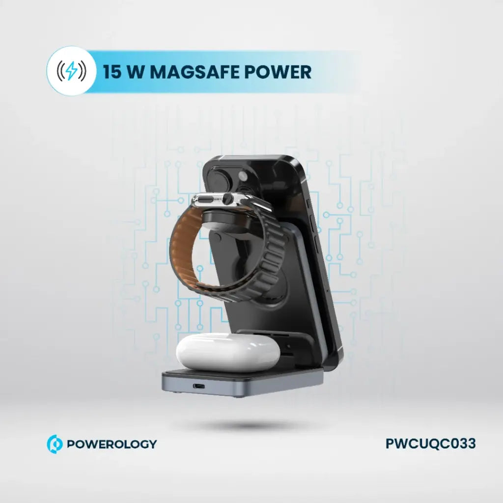 Powerology Qi2 Multi-Device Fast Charging Hub – Black Powerology Qi2 Multi-Device Fast Charging Hub – Black
