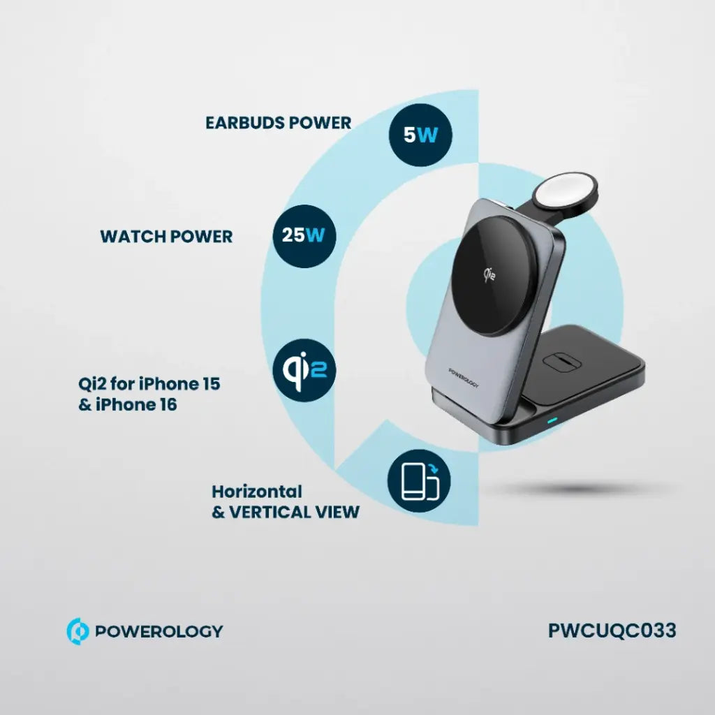 Powerology Qi2 Multi-Device Fast Charging Hub – Black Powerology Qi2 Multi-Device Fast Charging Hub – Black