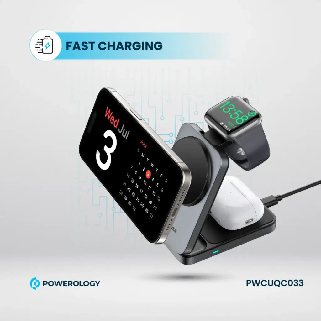 Powerology Qi2 Multi-Device Fast Charging Hub – Black Powerology Qi2 Multi-Device Fast Charging Hub – Black