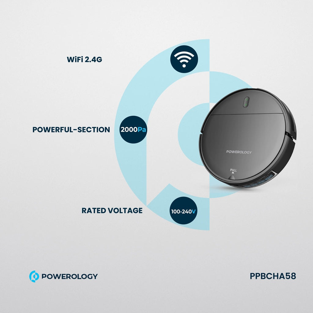 Powerology Smart Robovac 2-in-1 Vacuum & Mop – Black Powerology Smart Robovac 2-in-1 Vacuum & Mop – Black