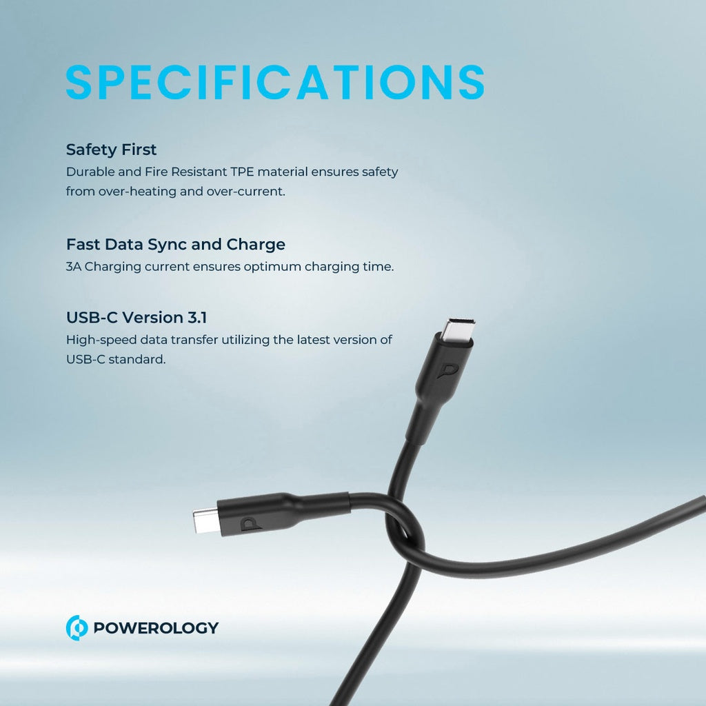 Powerology USB-C to USB-C Fast Charging Cable 60W