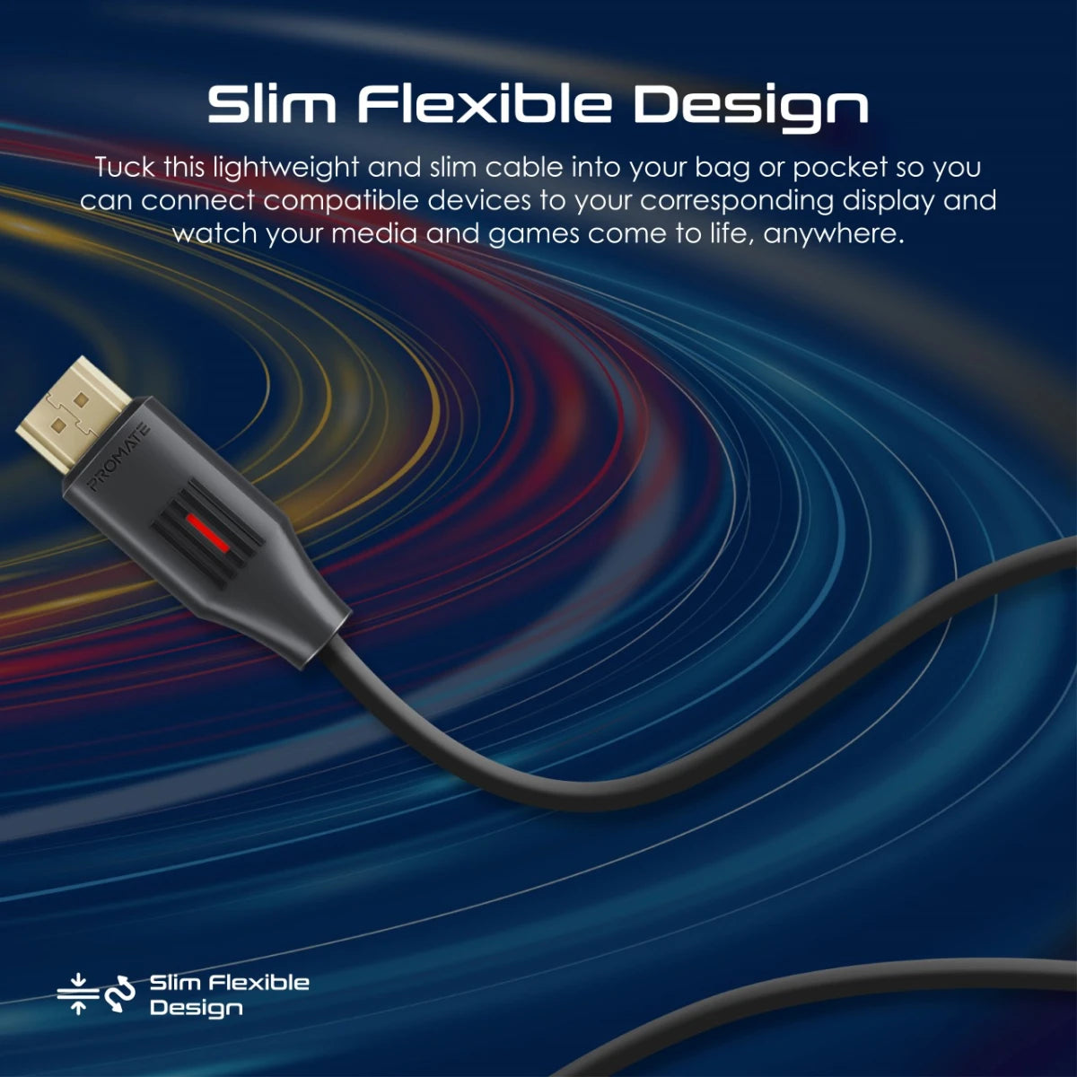 Promate ProLink4K60-150 HDMI Slim Cable 1.5m with 3D Support, 18Gbps, Ethernet Support