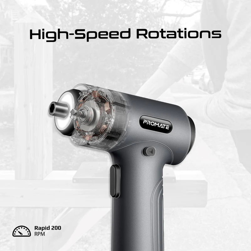 Promate ProTools-31G, Wireless Electric Screwdriver Kit with LED Fill Light