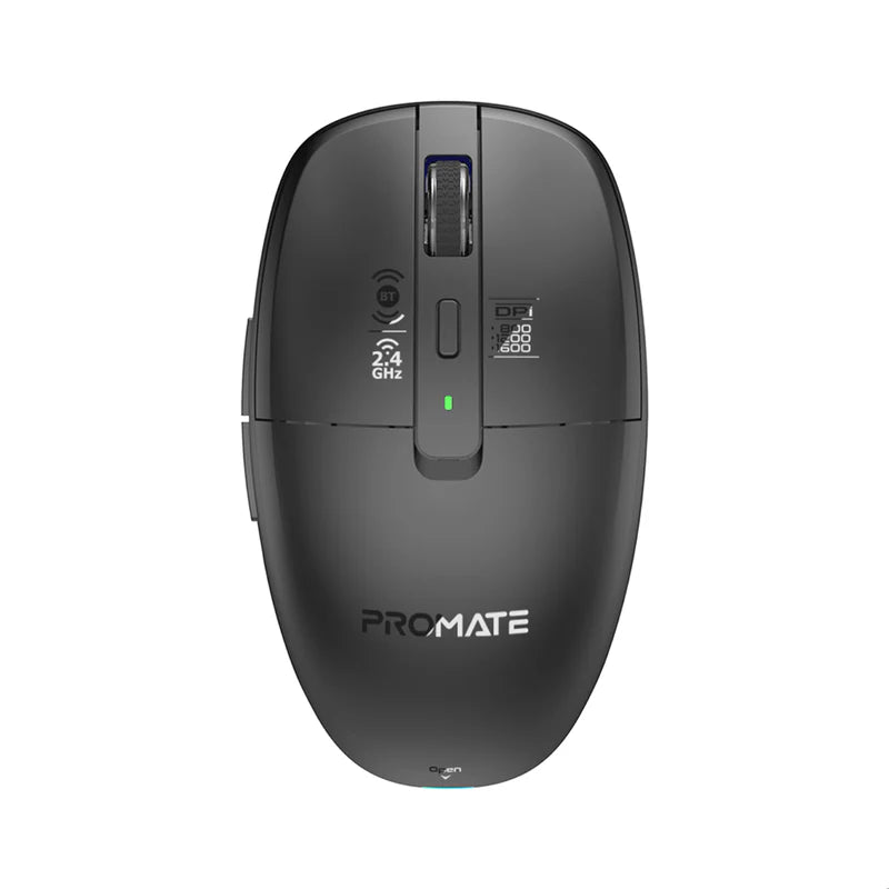 Promate Flixi Dual Mode Wireless Mouse with Rechargeable Battery BT & 2.4GHz Connectivity