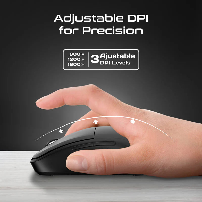 Promate Flixi Dual Mode Wireless Mouse with Rechargeable Battery BT & 2.4GHz Connectivity