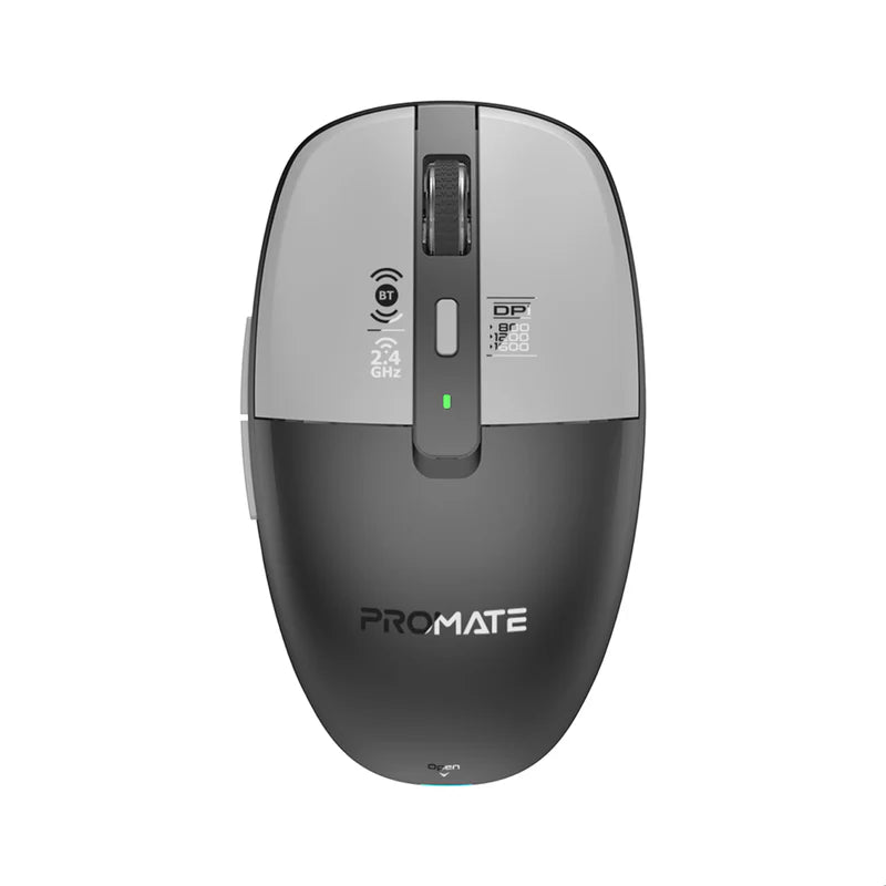 Promate Flixi Dual Mode Wireless Mouse with Rechargeable Battery BT & 2.4GHz Connectivity