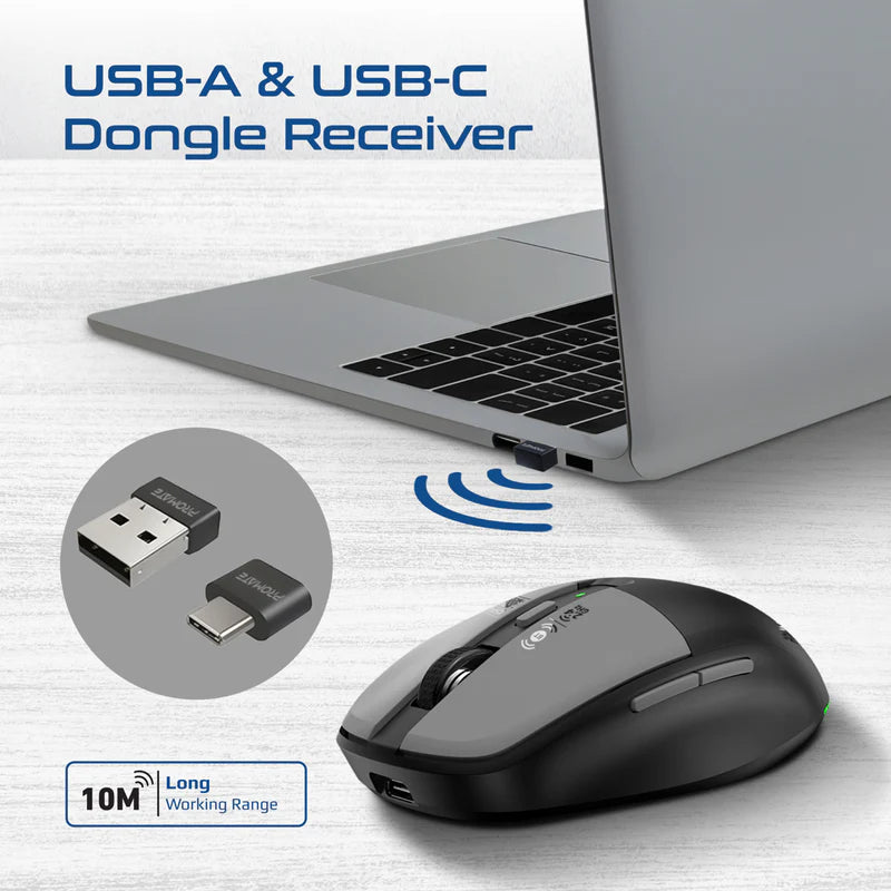 ماوس لاسلكي Promate Flixi ثنائي الوضع مع بطارية قابلة للشحن