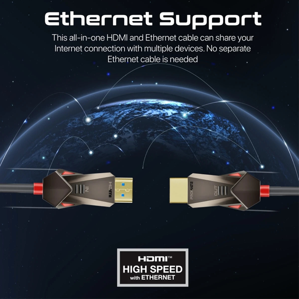 Promate 15m HDMI Cable with 4K@60Hz and Ethernet Support - Black