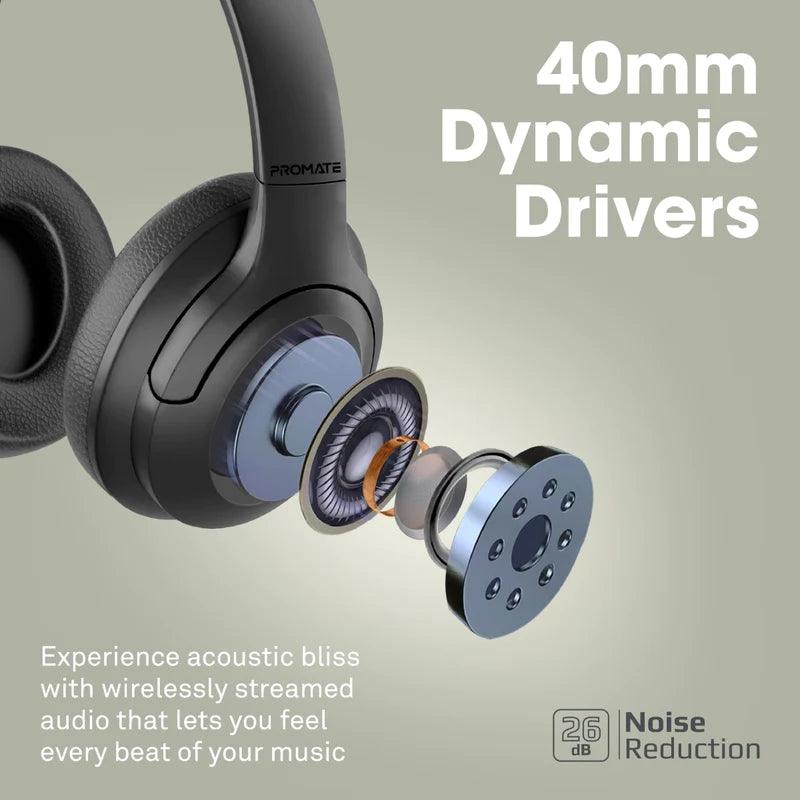 Promate Concord Wireless Headphones with ANC & Hi-Fi Sound 