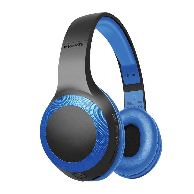 Promate LaBoca Wireless Headphones with Deep Bass & Comfort - Blue