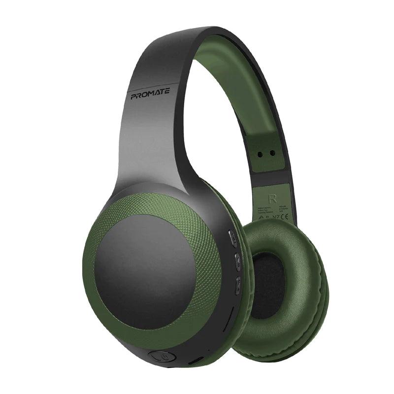 Promate LaBoca Wireless Headphones with Deep Bass & Comfort - Green