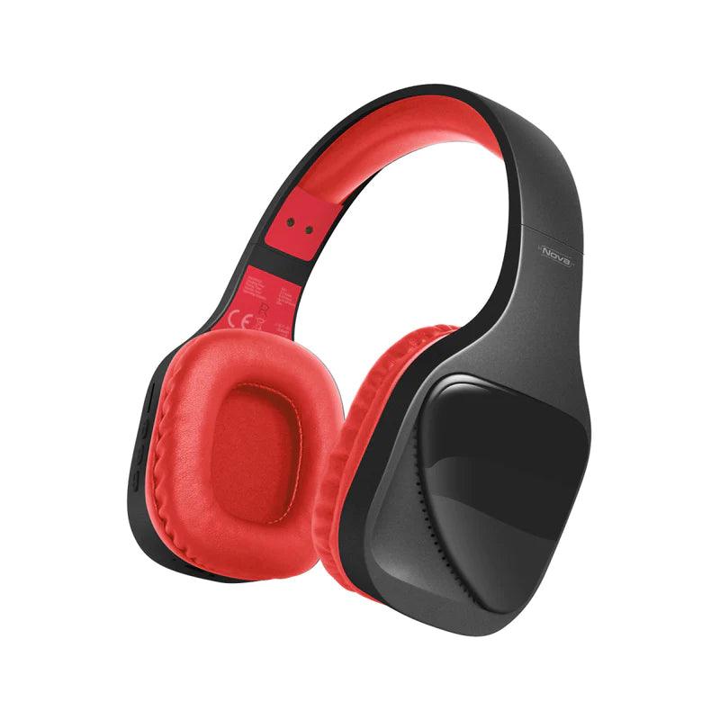 Promate Nova Wireless Headphones with Hi-Fi & Deep Bass - Red
