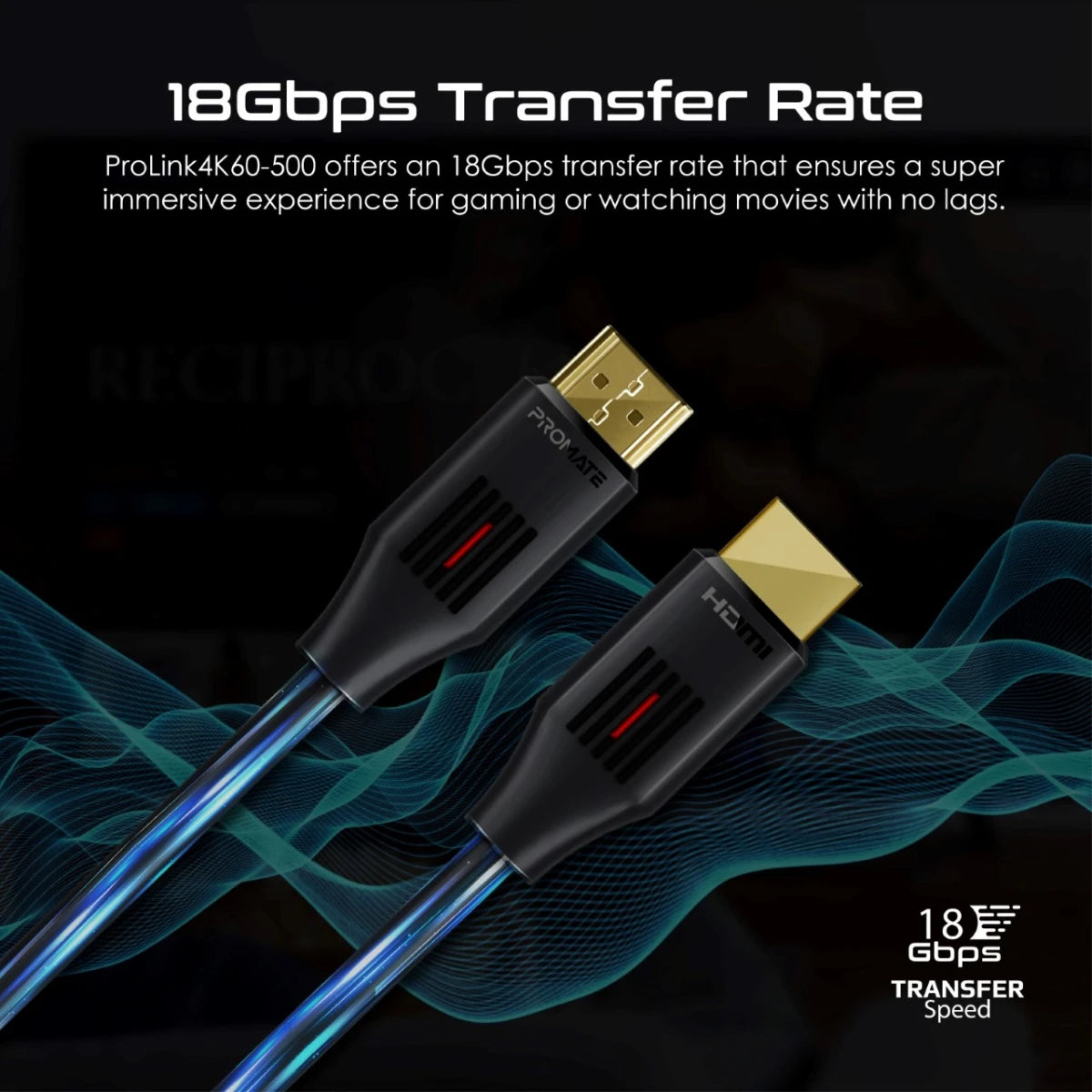 Promate ProLink4K60 150 HDMI Cable 4K@60Hz 1.5m Slim Design