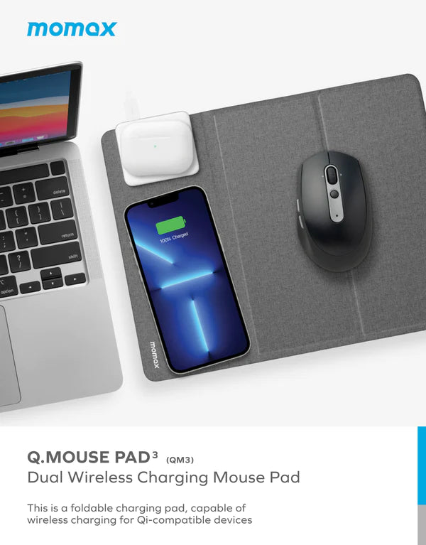 Momax Q.Mouse Pad 3 2-in-1 Wireless Charging Mouse Pad (20W)