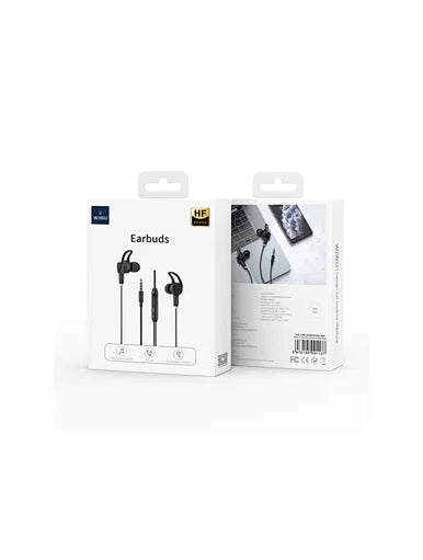 WiWU 3.5mm Audio Jack in-ear stereo wired earphone EB309 Stereo Sound Earbuds - Black