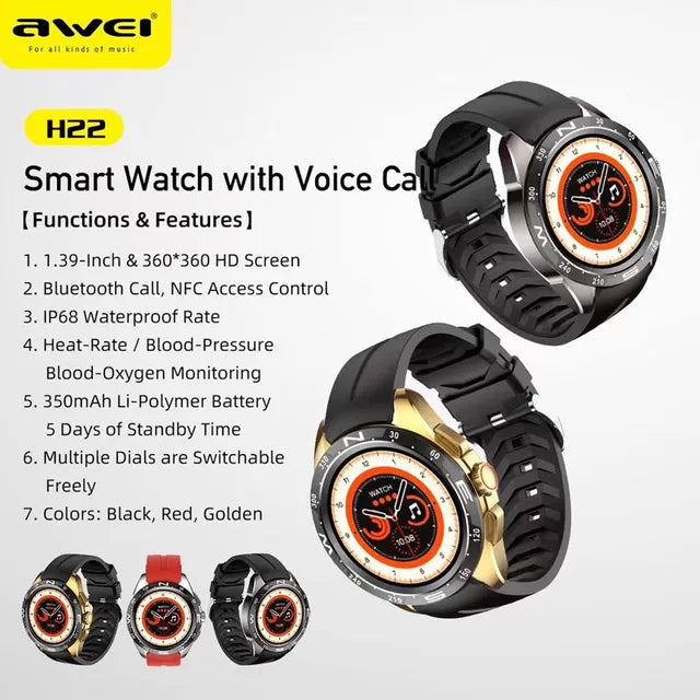 AWEI Smart Watch / Capable of Making Calls / IP68 Waterproof / Smart Watch with NFC Function