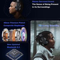 Awei Wireless Headphones Bluetooth Earphones Foldable Gaming Headset Sport Headphone with Mic Music Earbuds 300mAh