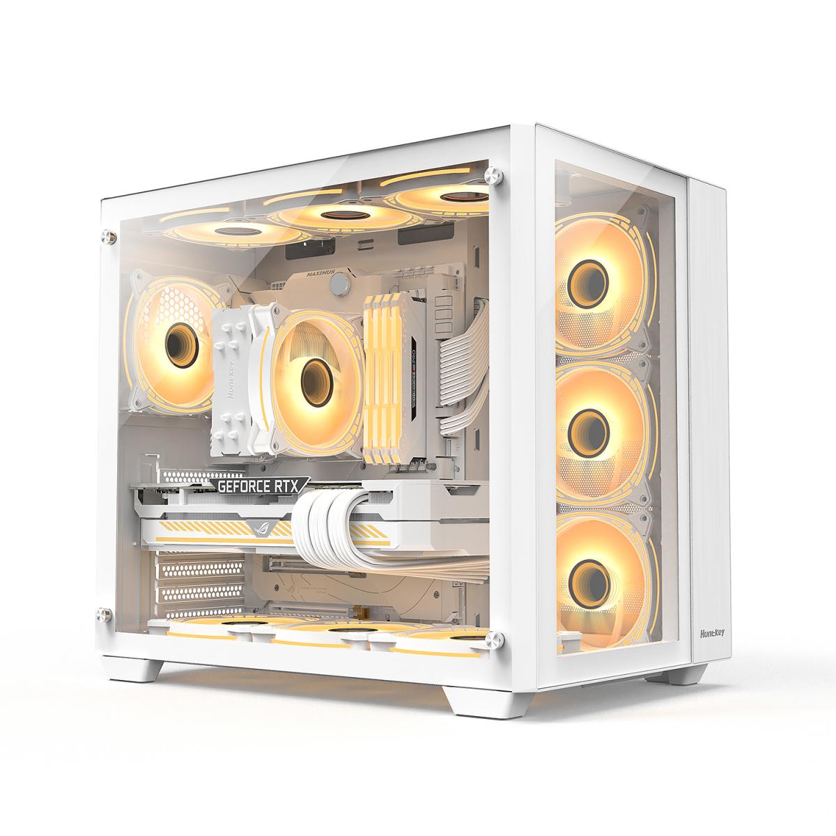 Huntkey Tornado Gaming Case Full View - White Huntkey Tornado Gaming Case Full View - White
