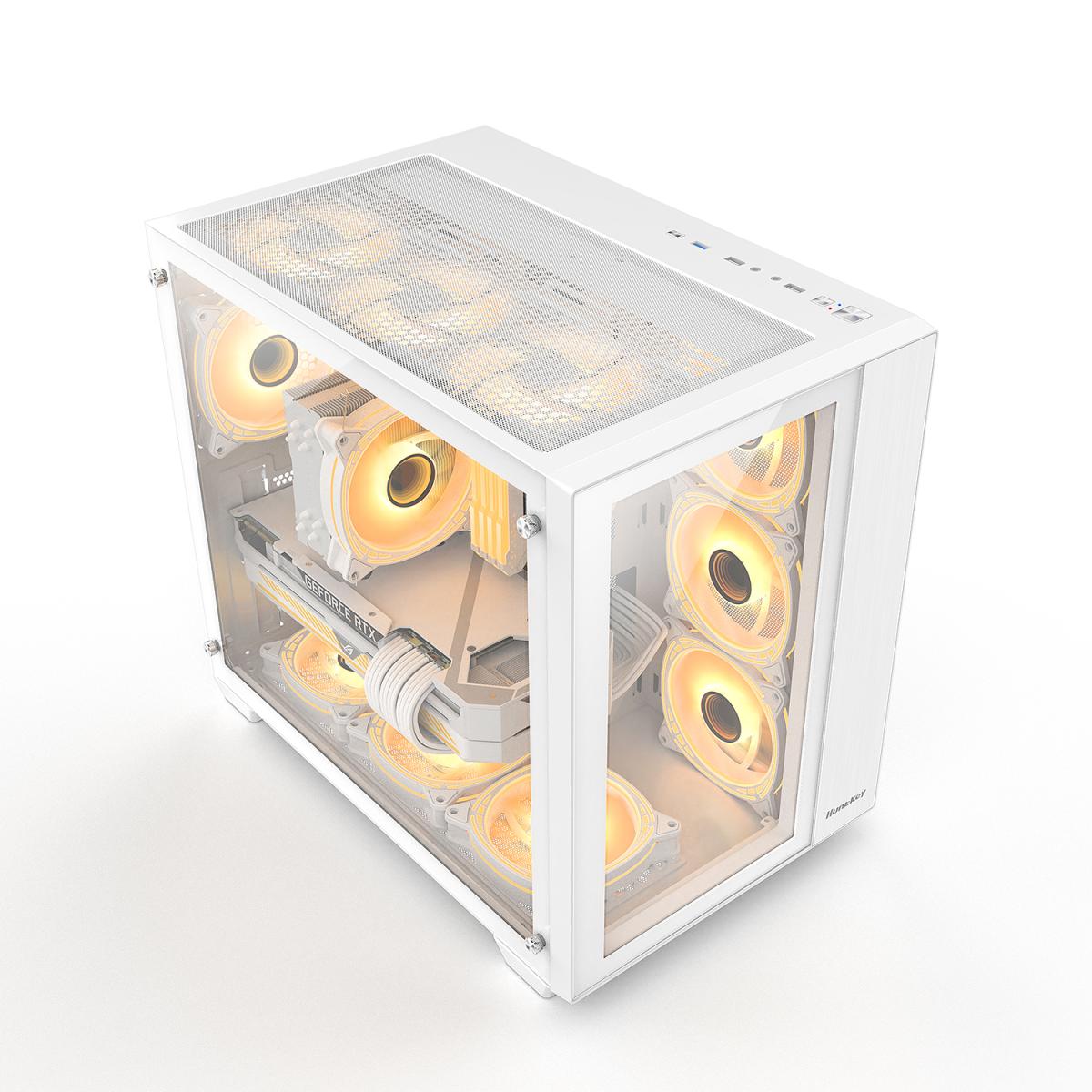 Huntkey Tornado Gaming Case Full View - White Huntkey Tornado Gaming Case Full View - White
