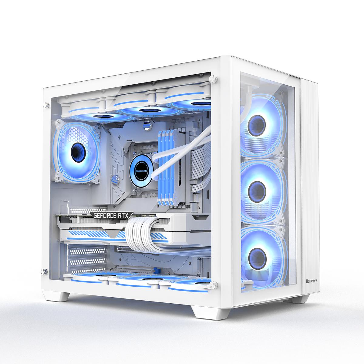 Huntkey Tornado Gaming Case Full View - White Huntkey Tornado Gaming Case Full View - White