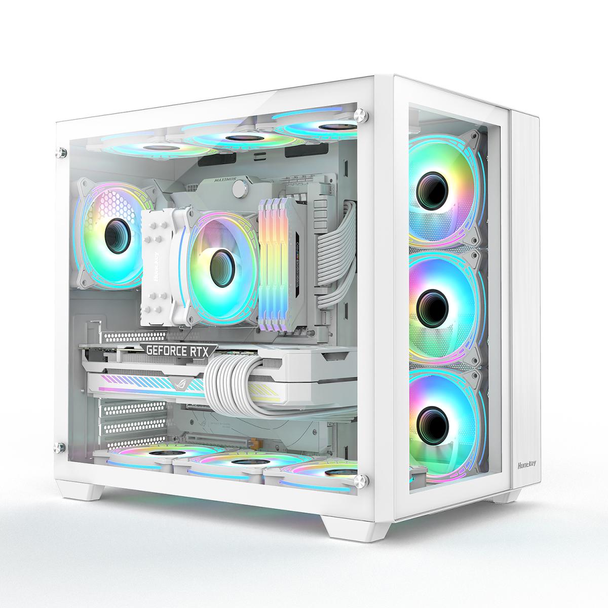 Huntkey Tornado Gaming Case Full View - White Huntkey Tornado Gaming Case Full View - White