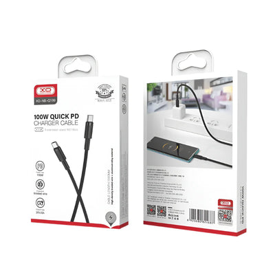 كابل XO شحن سريع 100W Type-C × Type-C – 1.5 متر أسود
