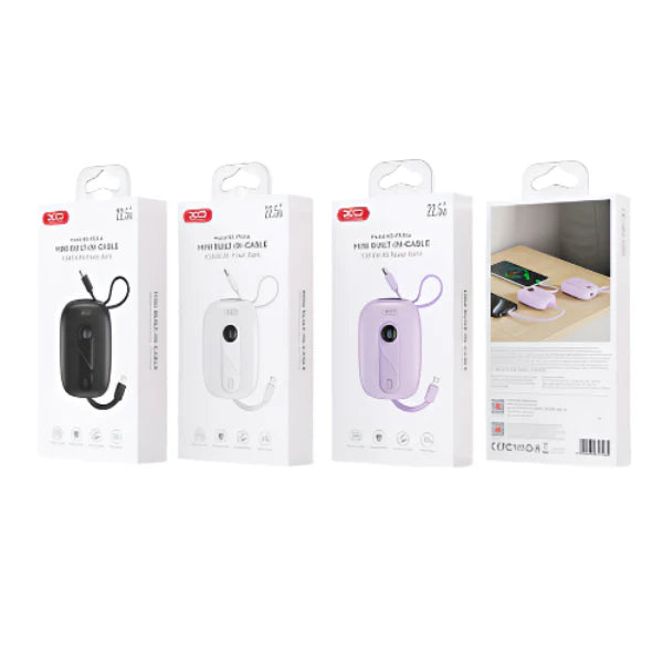 XO Mini Power Bank – Built-in Cable, Multi-Color, Compact XO Mini Power Bank – Built-in Cable, Multi-Color, Compact