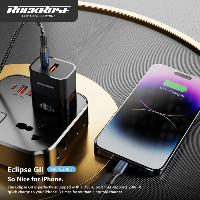 RockRose Eclipse GII 20W PD & QC 3.0 Dual Charger RockRose Eclipse GII 20W PD & QC 3.0 Dual Charger