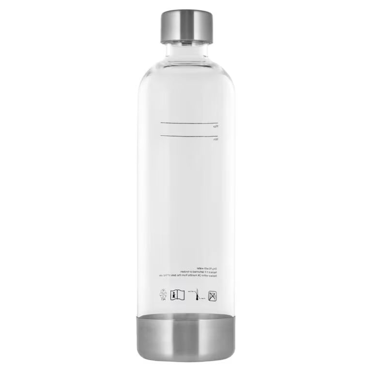 UltraSoda Sparkling Water Bottle 1L – Reusable BPA-Free Bottle with Stainless Steel Lid for UltraSoda Machine