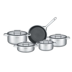 Arshia 9-Piece 18/10 Stainless Steel Cookware Set with Metal Lids