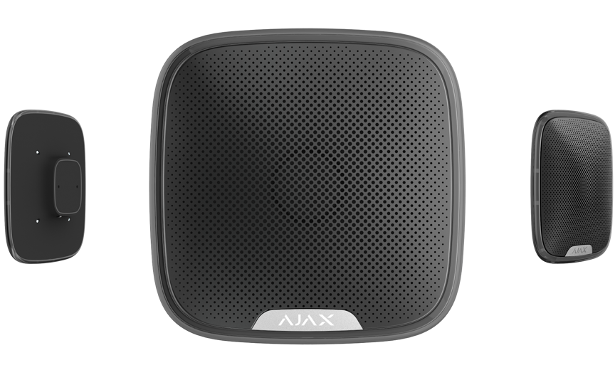 Ajax StreetSiren Wireless outdoor siren with a clip lock for a branded faceplate Black