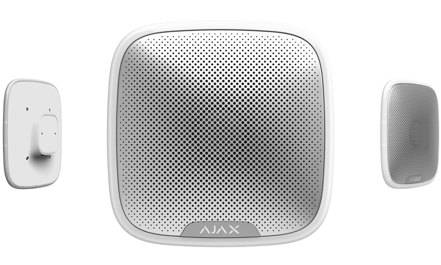 Ajax StreetSiren Wireless outdoor siren with a clip lock for a branded faceplate White