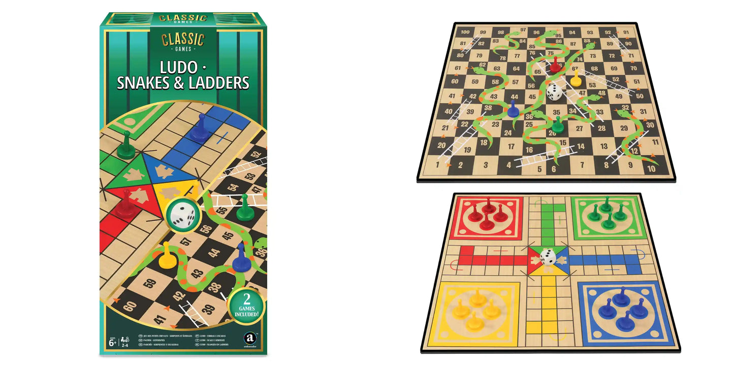 Ambassador Classic Games – 2 in 1 Ludo & Snakes & Ladders (Basic)
