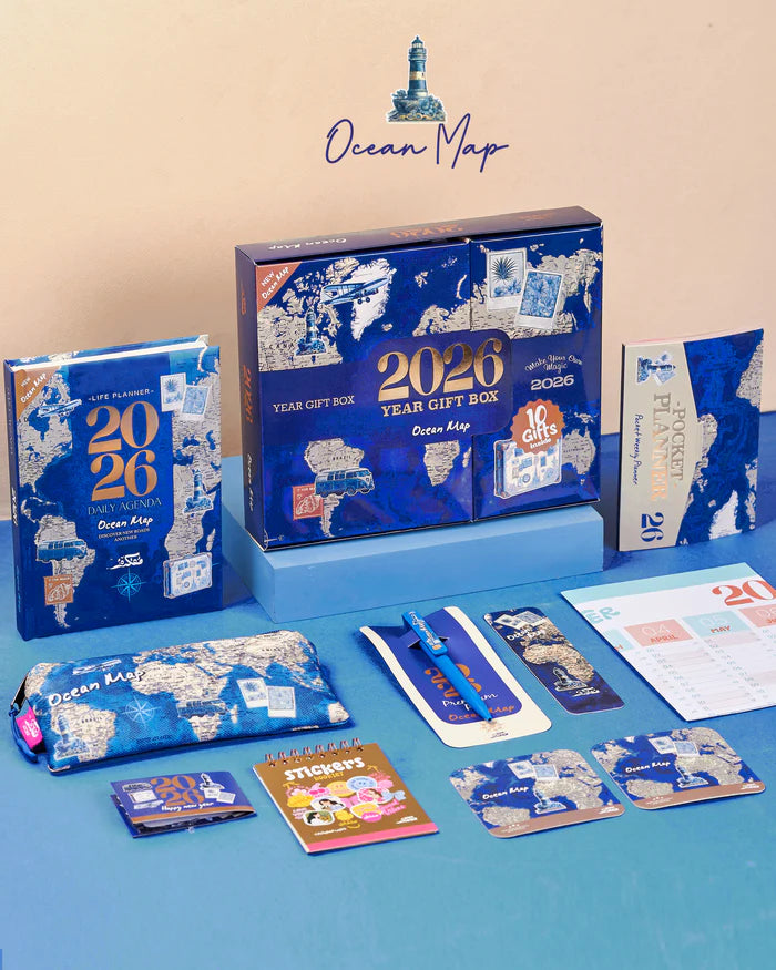 Mofkera Agenda Gift Set 2026 - Ocean Map Mofkera Agenda Gift Set 2026 - Ocean Map