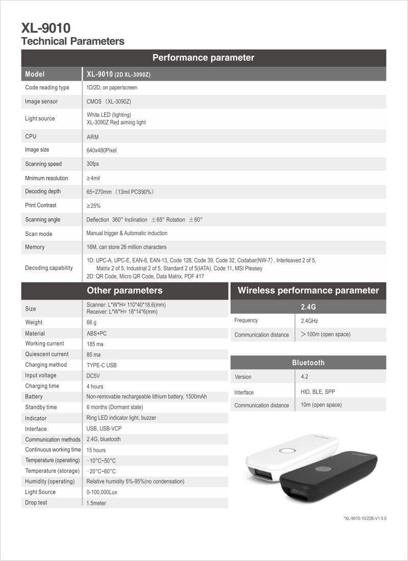 SUNLUX Portable Bluetooth Wireless Barcode Scanner SUNLUX Portable Bluetooth Wireless Barcode Scanner