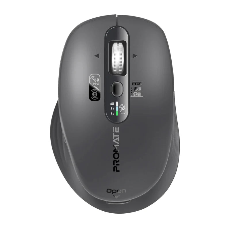 Promate SamoTri Tri-Connect Wireless Mouse with Rechargeable Battery, 2.4G and Dual BT Connectivity
