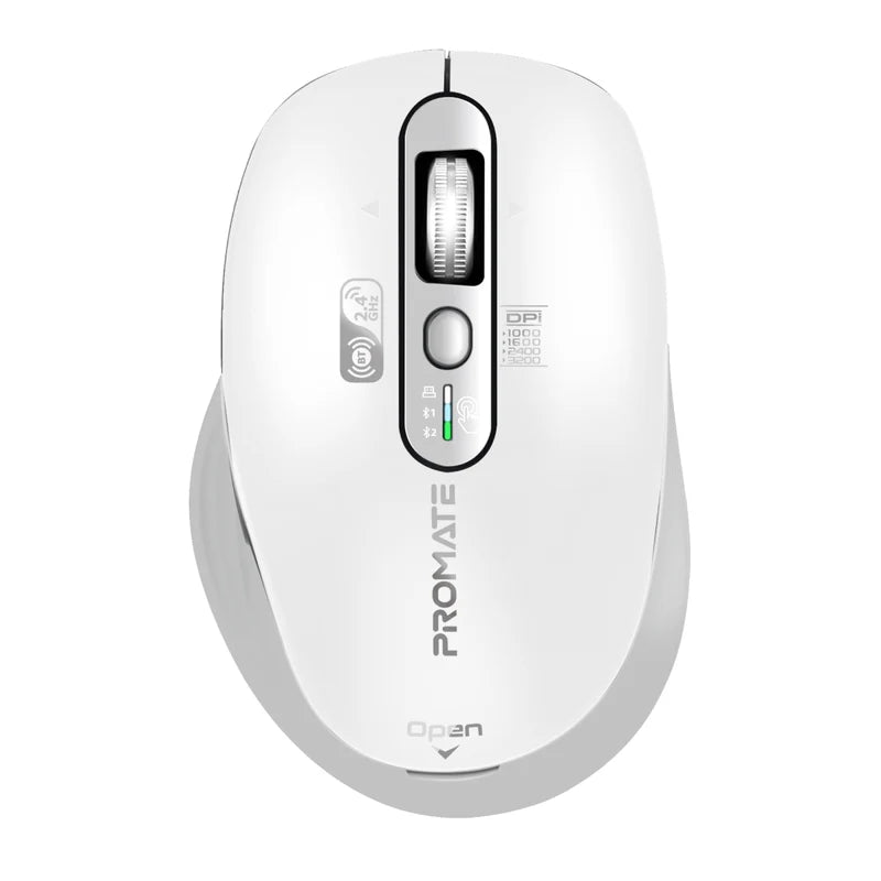 Promate SamoTri Tri-Connect Wireless Mouse with Rechargeable Battery, 2.4G and Dual BT Connectivity